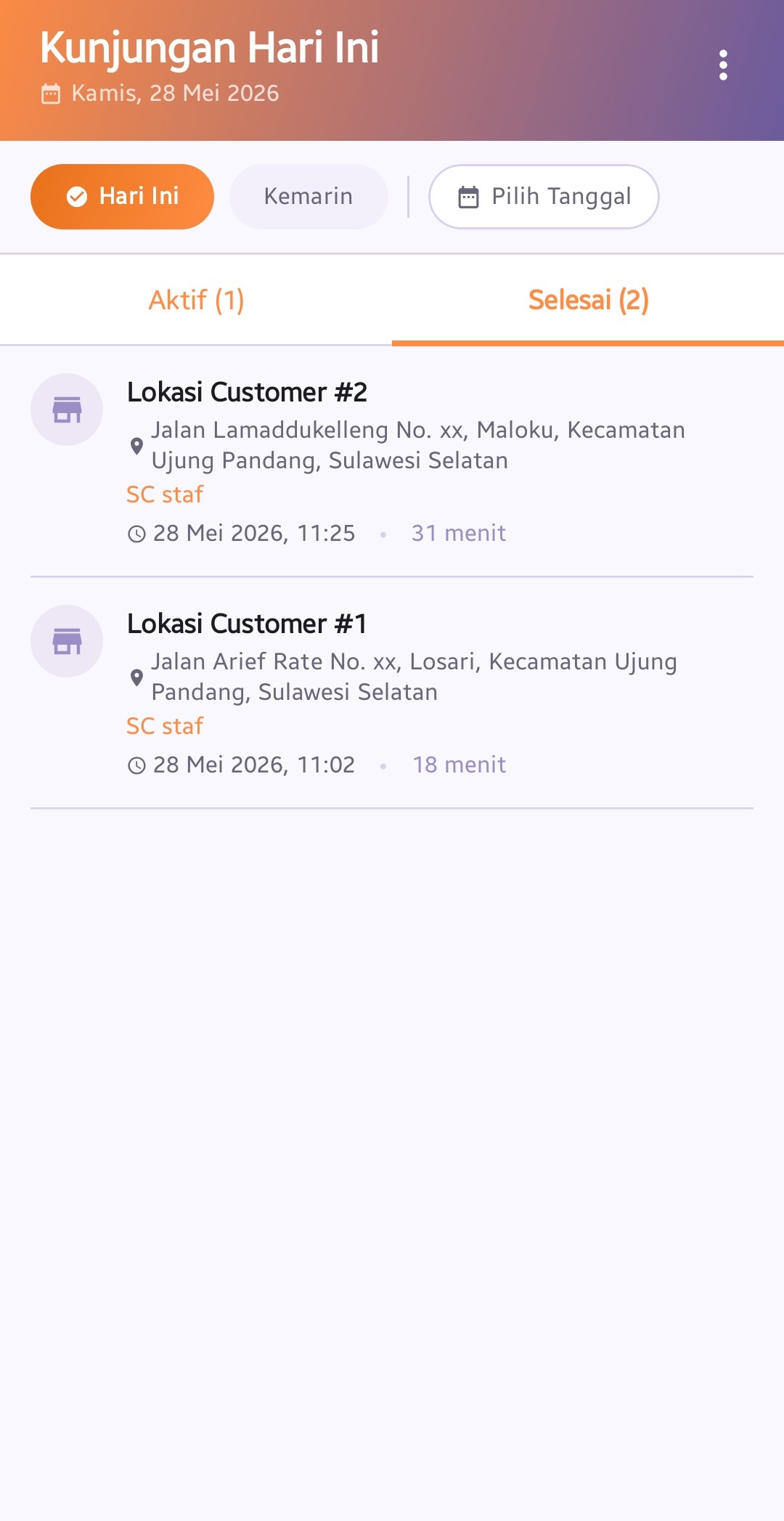Daftar Kunjungan